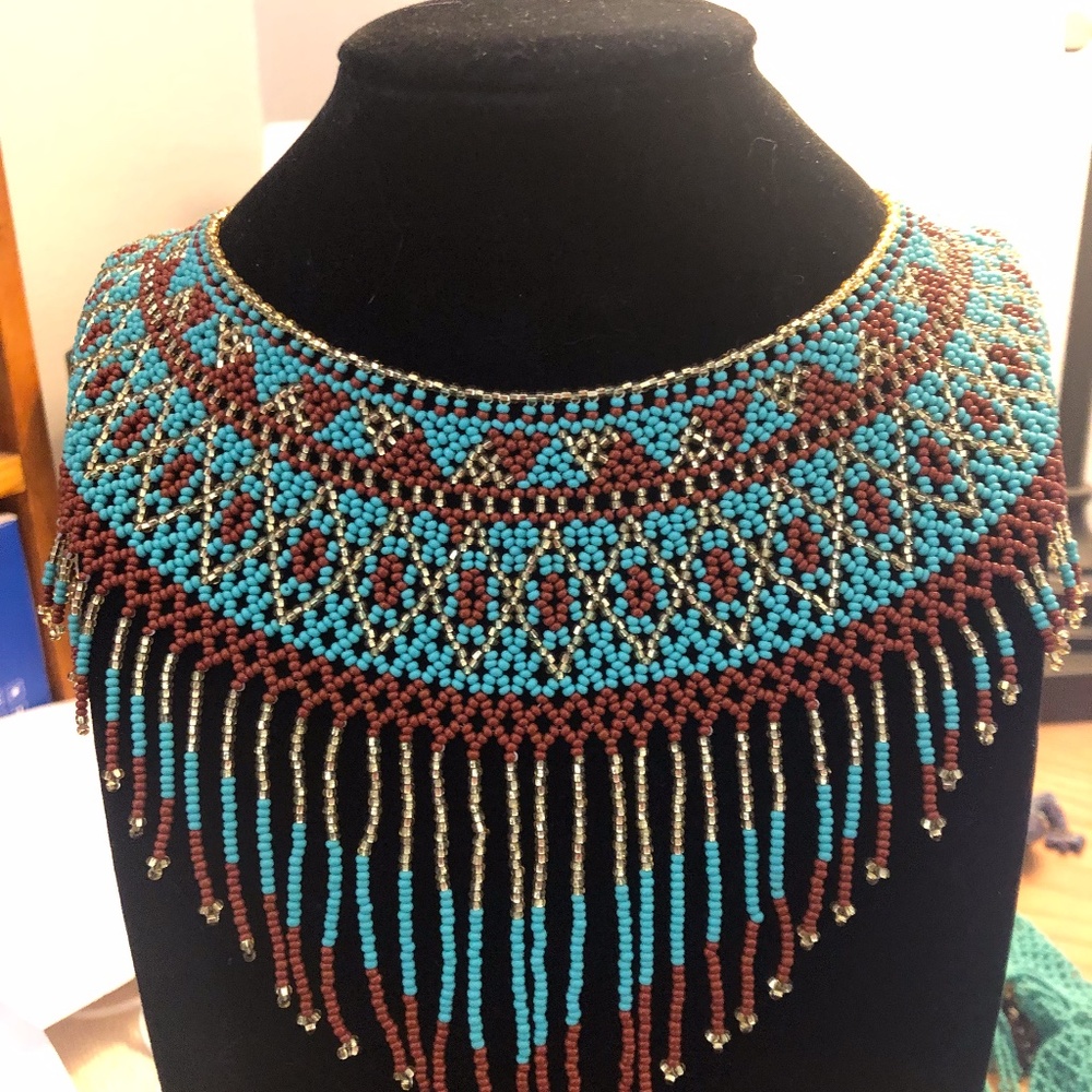 Huichol Hand-Beaded Choker/Bib/Collar Necklace from Mexico
